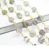 Natural Labradorite Faceted Round Cut Coin Beads Gold Plated Link Chain Length is 14 Inches and Size 5mm approx.